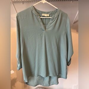 Large Pink Rose teal loose fitting top!